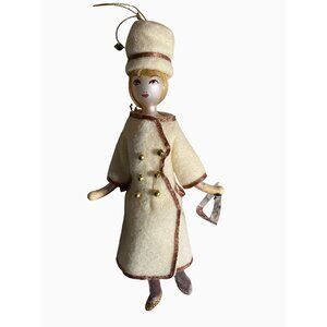 Vintage Blonde Doll Ornament With Winter Coat and Hat